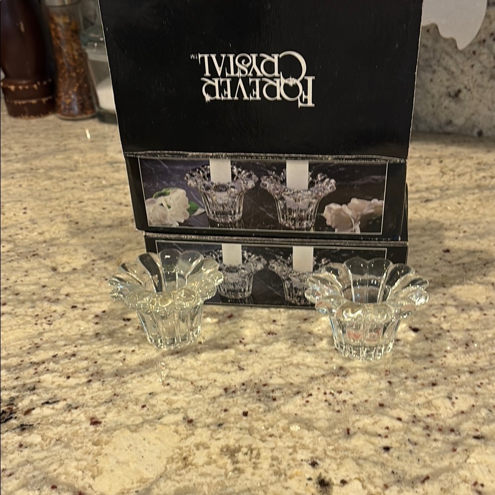 Forever Crystal 2 sets of 2 Candle Holders - Clear